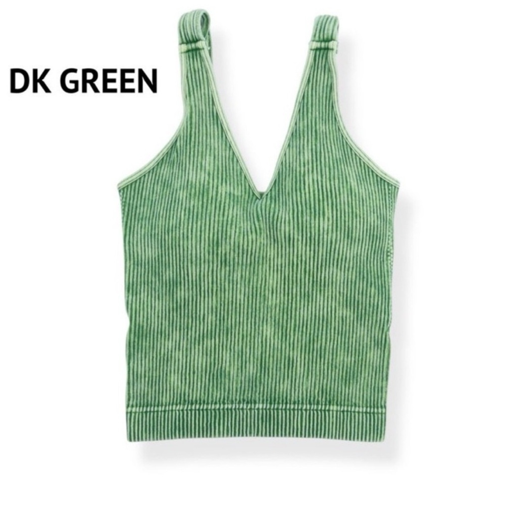 Zenana Ribbed Padded V-Neck Dark Green Brami NWT - Picture 3 of 3
